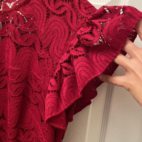 Like New Trina Turk Mai Tai Red Lace Dress Size 8 - Picture 3 of 11